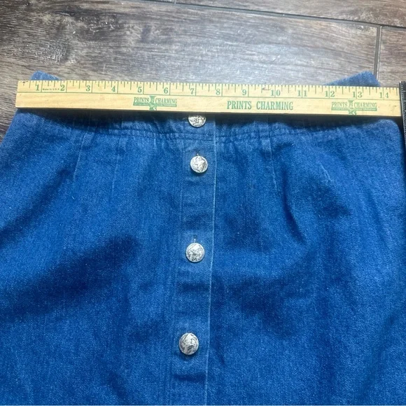 LL Bean Denim Maxi Skirt Size 8 Buffalo Silver Button Down Western Conservative - Picture 3 of 6
